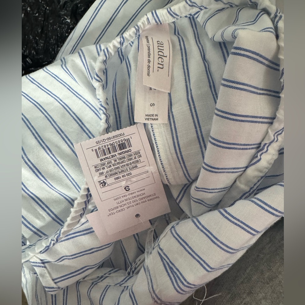 Auden Nightgown Sleep Dress Shortie Striped Cotton Blue White Size Small NWT - Picture 6 of 7